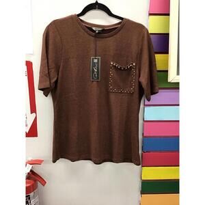 Diane Gilman sg2 brown super soft ss tshirt size medium with gem pocket new HSN